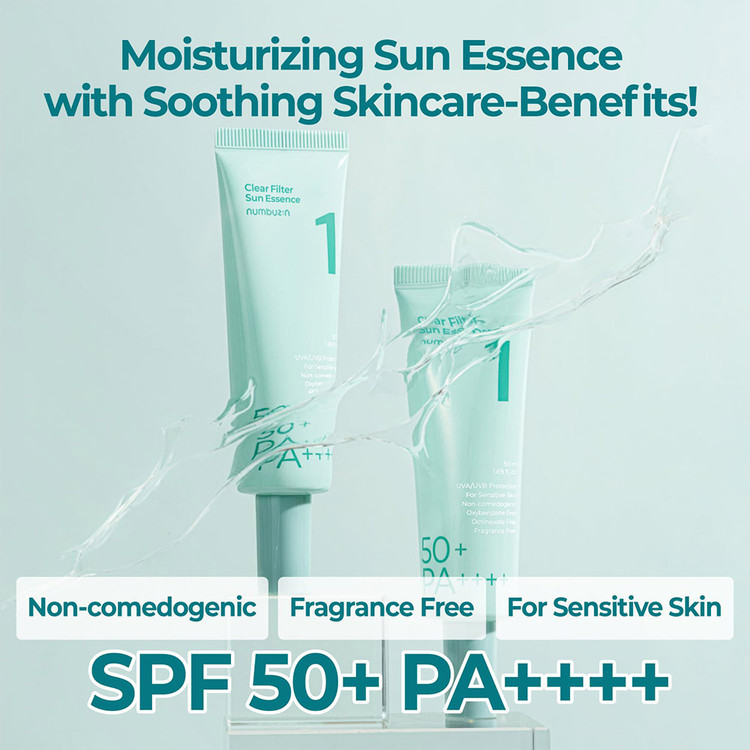 ضد آفتاب آبرسان و تسکین دهنده بایو نامبوزین Numbuzin Clear Filter Sun Essence شماره 1 حجم 50 میل