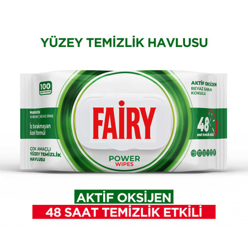 دستمال مرطوب چند منظوره سطوح فیری Fairy رایحه صابون سفید بسته 100 عددی