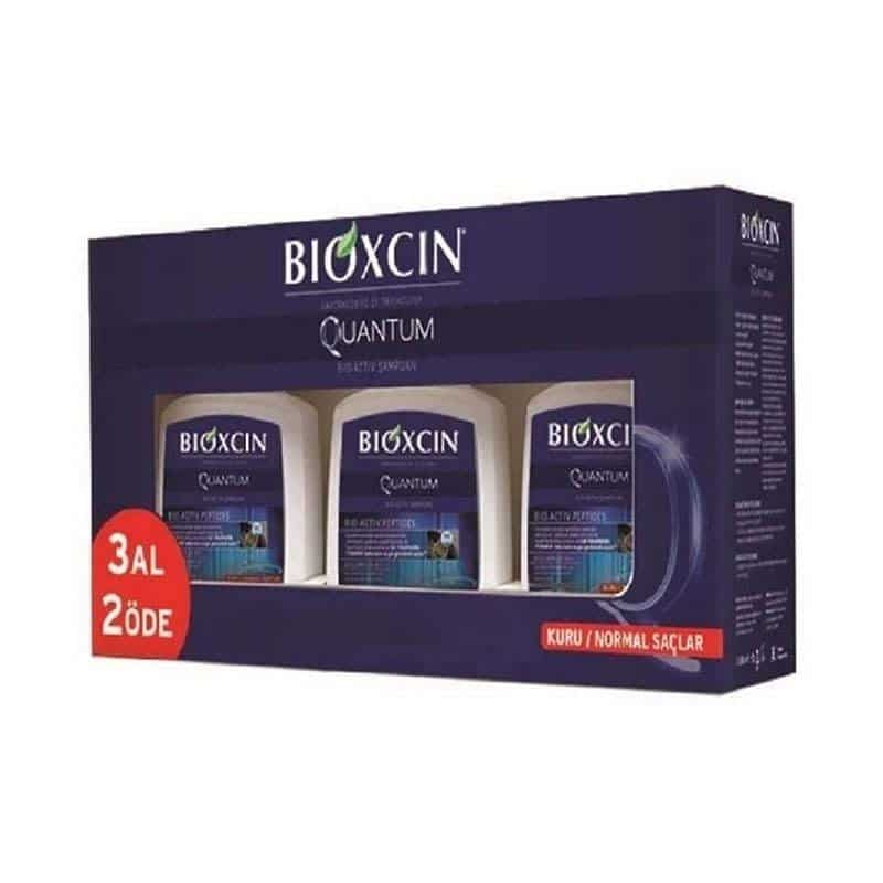 پک 3 عددی شامپو بیوکسین BIOXCIN مدل QUANTUM موهای نرمال و خشک حجم 300 میل