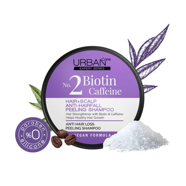 اسکراب پوست سر اوربان کر مدل Biotin & Caffeine حجم 200 گرم – Urban Care Anti-Hairfall Peeling Scrub