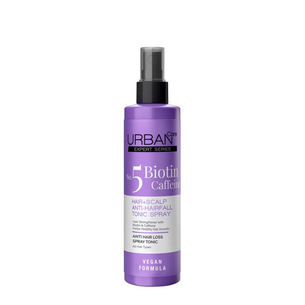 اسپری تونیک مو و پوست سر اوربان کر بیوتین و کافئین حجم ۲۰۰ میل اورجینال Urban Care Biotin & Caffeine Hair + Scalp Tonic Spray 200ml | کاهش ریزش، تحریک رشد مو، وگان