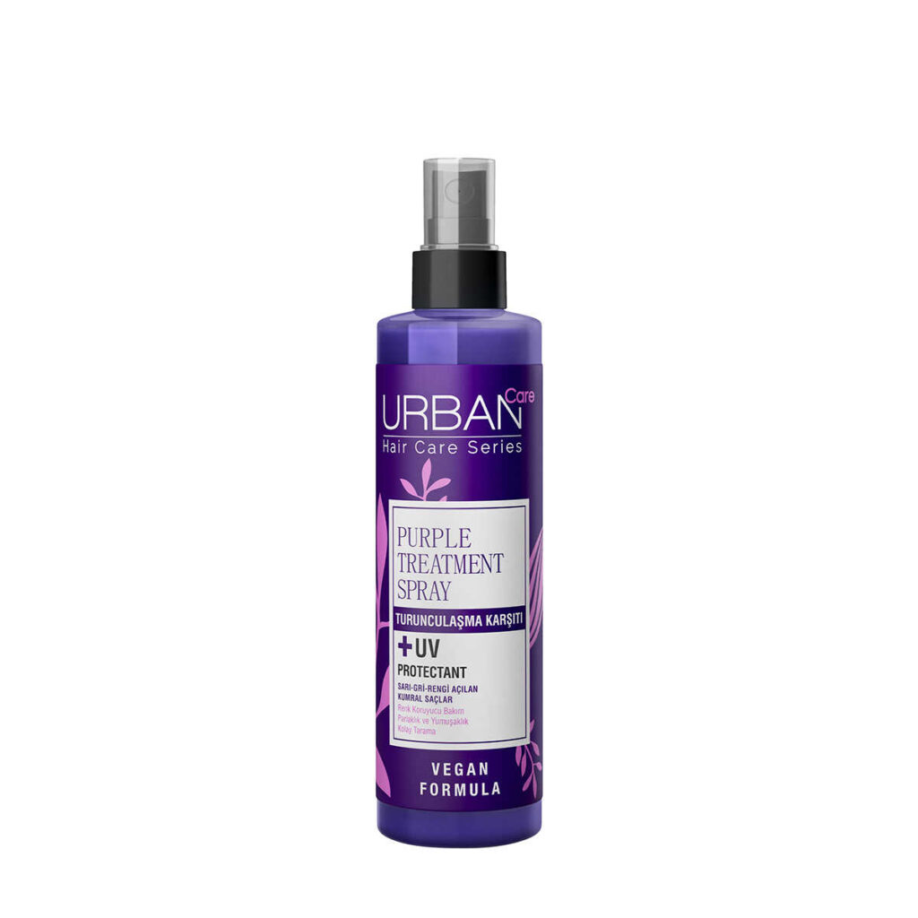 اسپری مو ضد زردی و تثبیت‌کننده رنگ اوربان کر حجم ۲۰۰ میل اورجینال Urban Care Purple Treatment Spray 200ml نرم‌کننده و آبرسان موهای رنگ‌شده، وگان و فاقد پارابن